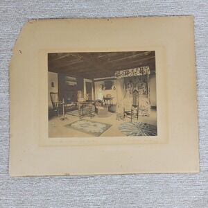 1918 Wallace Nutting The Ancestral Chamber Antique Paper Print Etching Signed